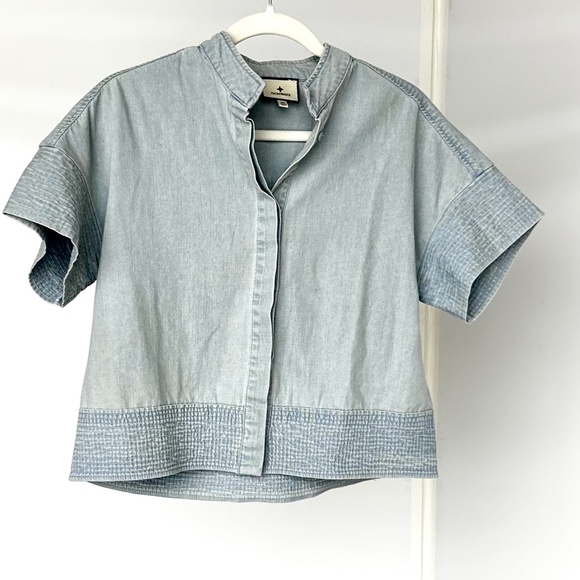 TUCKERNUCK Light Wash Denim Trapunto Stitch Sofia Shirt - Picture 3 of 5